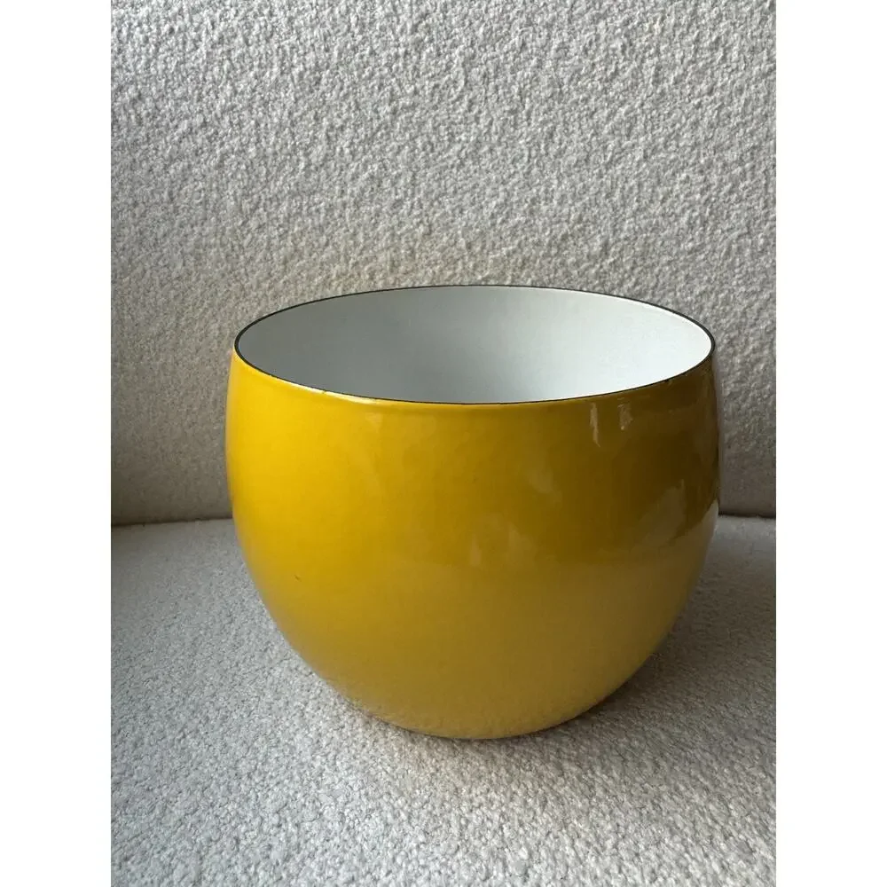 Vintage DANSK Design IHQ France Enamel Bowl 7 ¼” in Diameter x 6” Tall Yellow